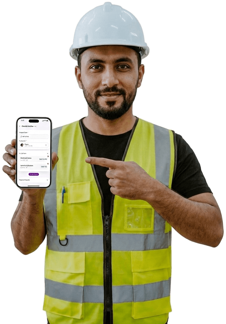 Site engineer showing the Raad CMS mobile app